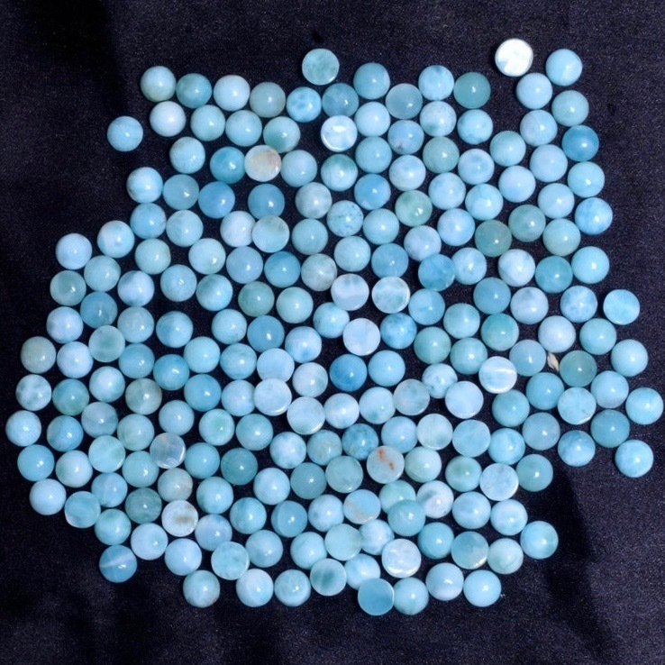 5mm Larimar Round Cabochon Loose Gemstones Grade: Aaa