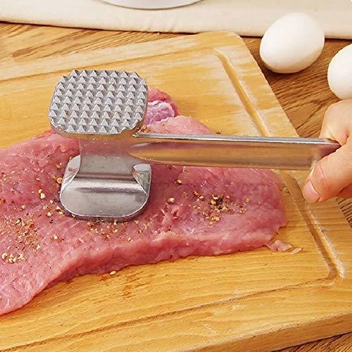 Meat Hammer - Stainless Steel, 23cm, Black & Silver | Dual-sided Tenderizer, Ergonomic Non-slip Handle, Dishwasher Safe