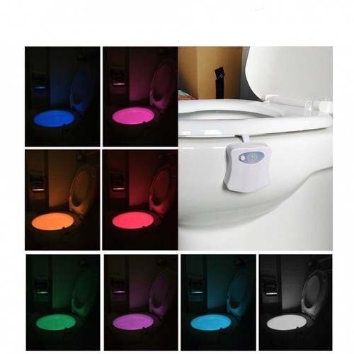Toilet Lightning Bowl - Soft Fiber Mop Cloth & Stainless Steel Handle | Auto-Sensing Multi-Color LED Light, Easy to Clean & Install