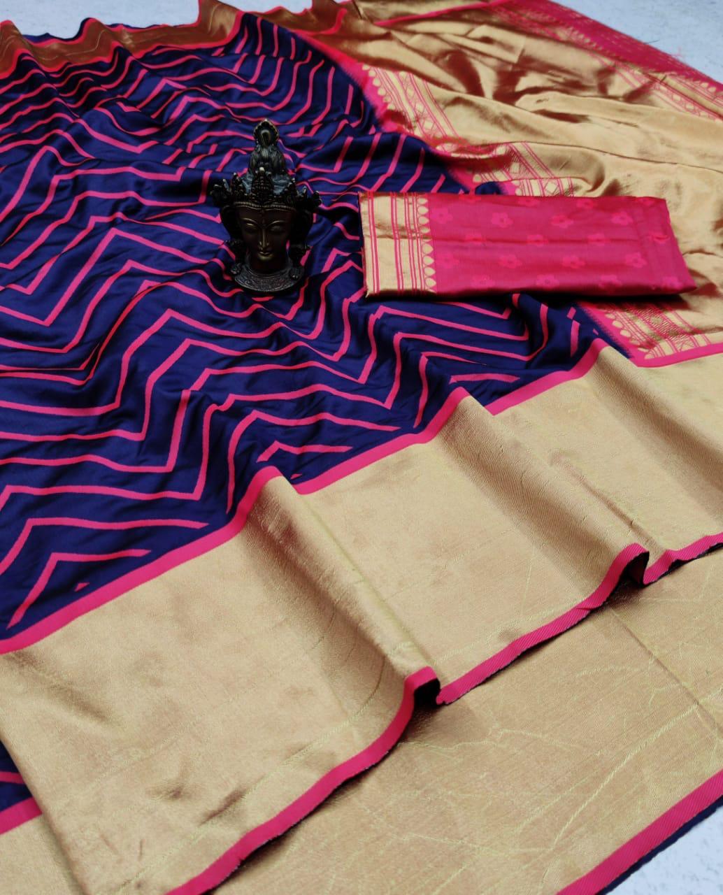 Ladies Soft Lichi Silk Saree - Beautiful Rich Pallu & All Over Jacquard Work | Multi Color, Traditional Style For All Seasons