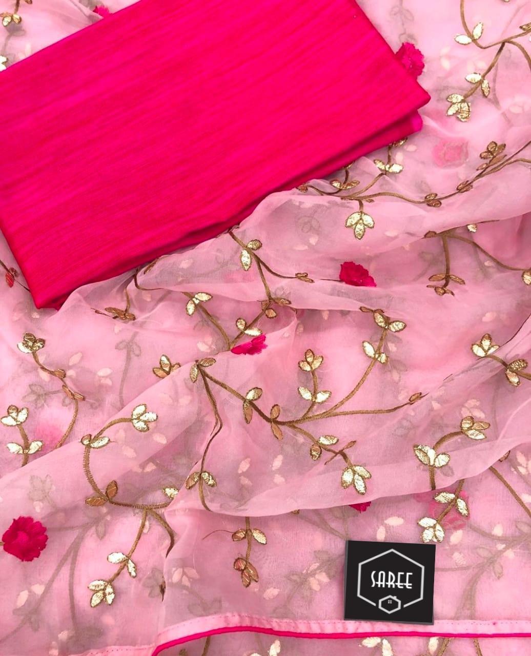 Heavy Organza Saree - Highly Stitched Embroidery, Multi Colour - Ideal For Traditional Occasions, Bollywood Style, All Seasons