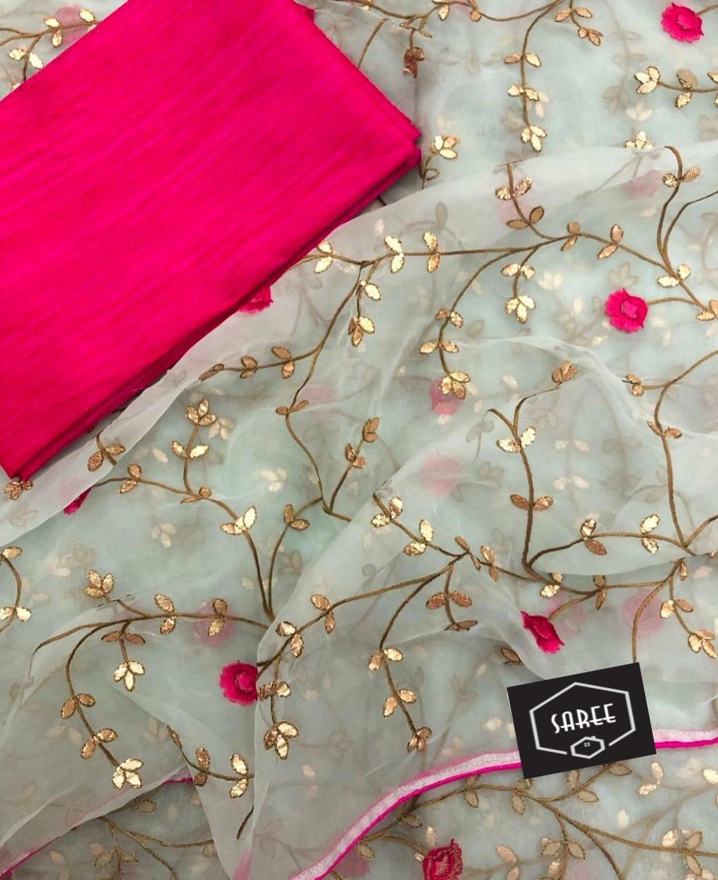 Heavy Organza Saree - Highly Stitched Embroidery, Multi Colour - Ideal For Traditional Occasions, Bollywood Style, All Seasons