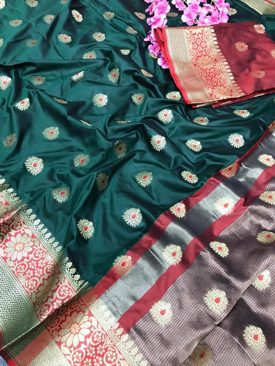 Pure Lichi Soft Silk Saree - Rich Pallu With All Over Weaving | Multi-color Style For Traditional Occasions, Perfect For Rainy, Spring, Summer, And Winter Seasons
