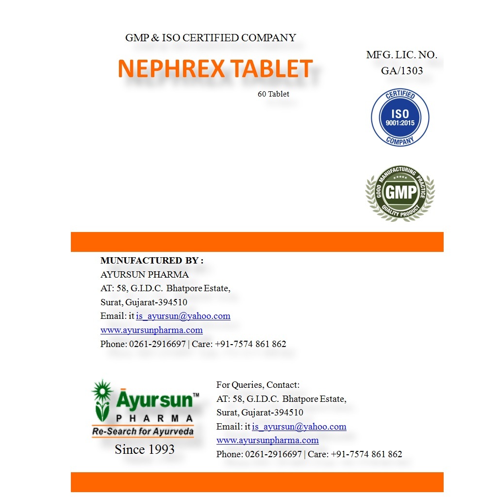 Nephrex Tablet (Herbal Tablet-for Kidney Disorder) Age Group: Suitable For All Ages