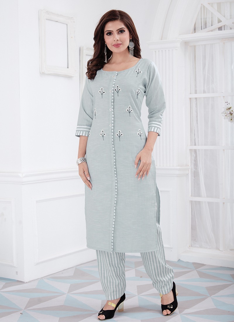 Cotton Kurtis - 2 Top Stitched + Bottom Stitched, Embroidered Cotton Fabric, Size M, L, Xl, Xxl, Long Sleeve, Ethnic Style, Casual & Formal Wear