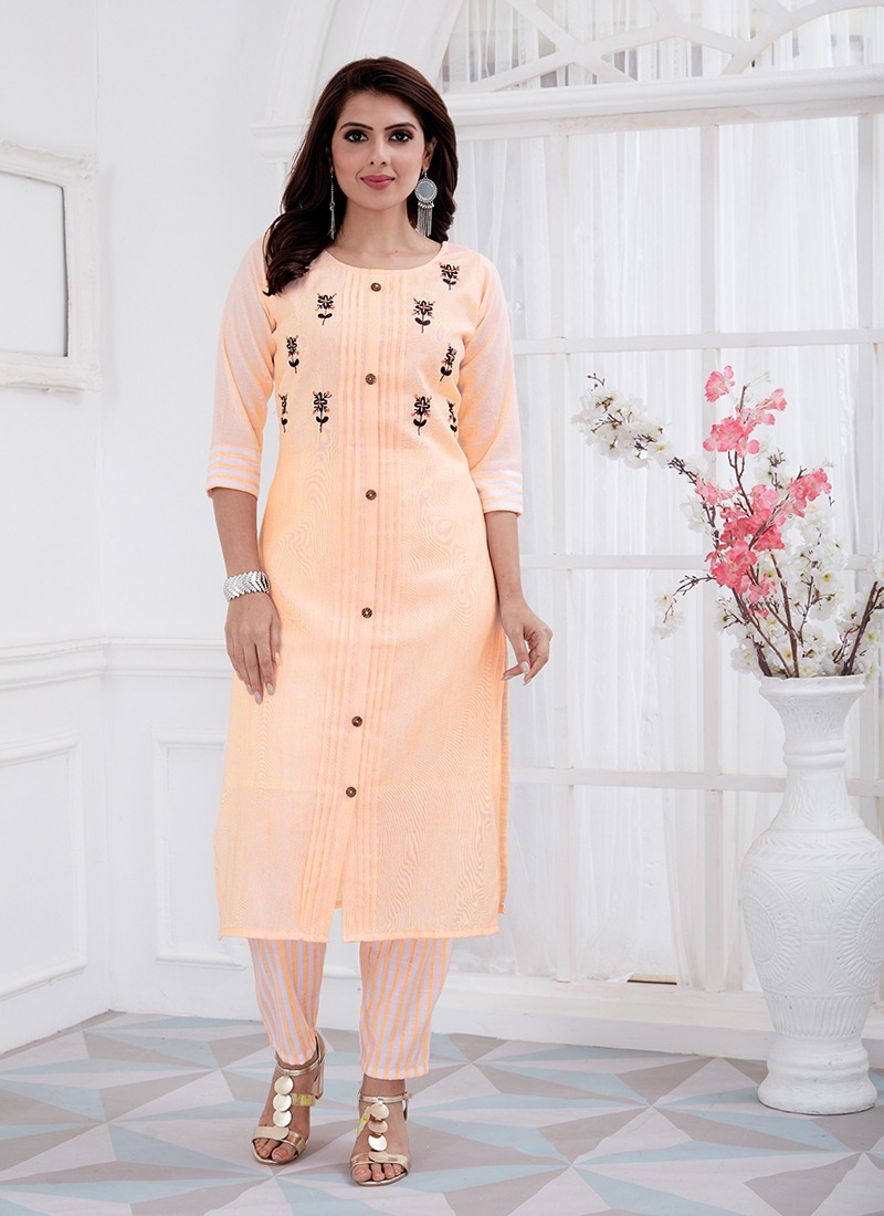 Cotton Kurtis - 2 Top Stitched + Bottom Stitched, Embroidered Cotton Fabric, Size M, L, Xl, Xxl, Long Sleeve, Ethnic Style, Casual & Formal Wear