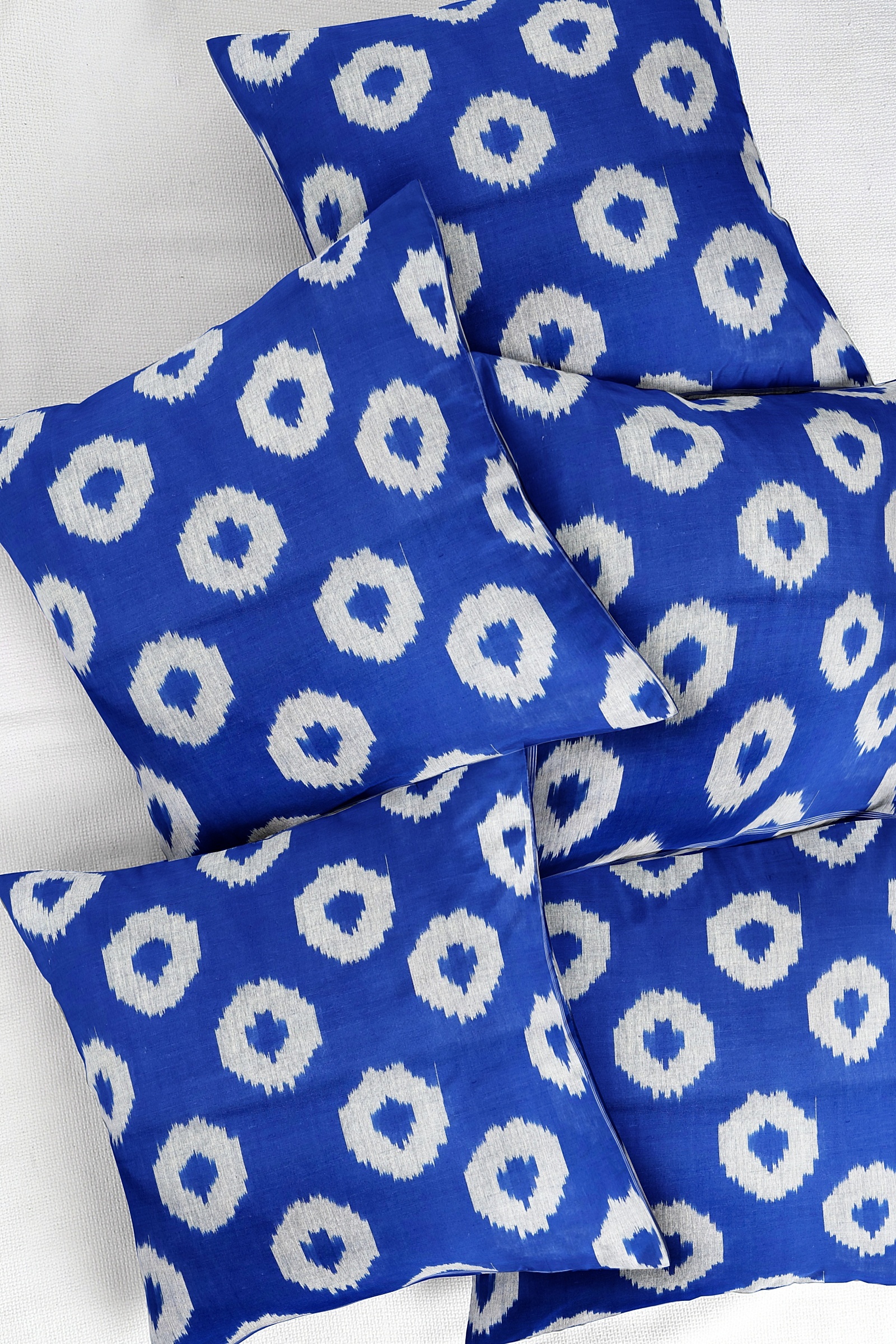 Cushion Covers - Cotton 16x16 Inches | Set Of 4, Blue Hand Block Printed With Zipper Closure, Skin-friendly And Machine Washable
