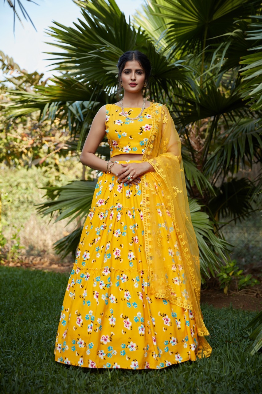 Designer Lehenga Choli - Silk, Choli Length: 1 Mtr, Lehenga Length: 42 Inch, Dupatta Length: 2.40 Mtr | Semi-stitched, All Season, Dry Clean Only
