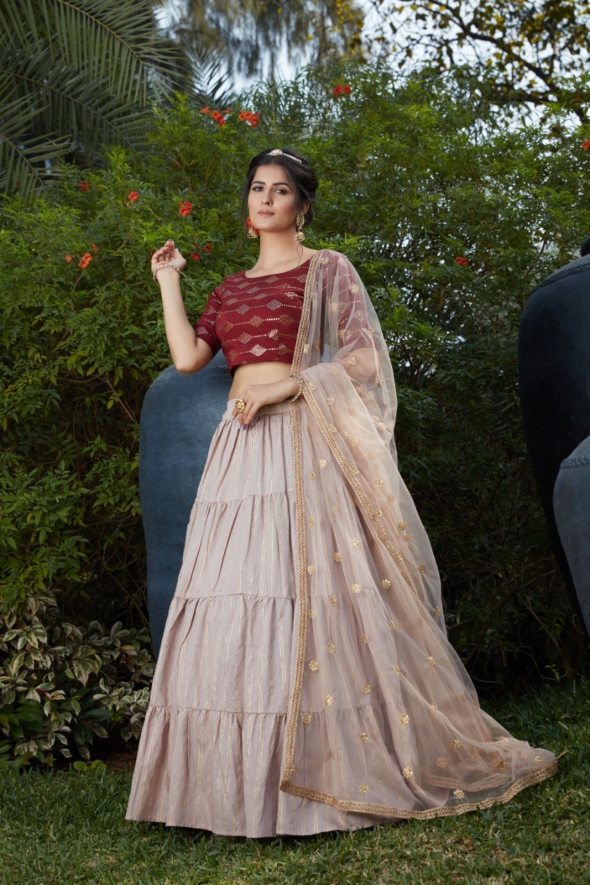 Designer Lehenga Choli - Silk, Choli Length: 1 Mtr, Lehenga Length: 42 Inch, Dupatta Length: 2.40 Mtr | Semi-stitched, All Season, Dry Clean Only