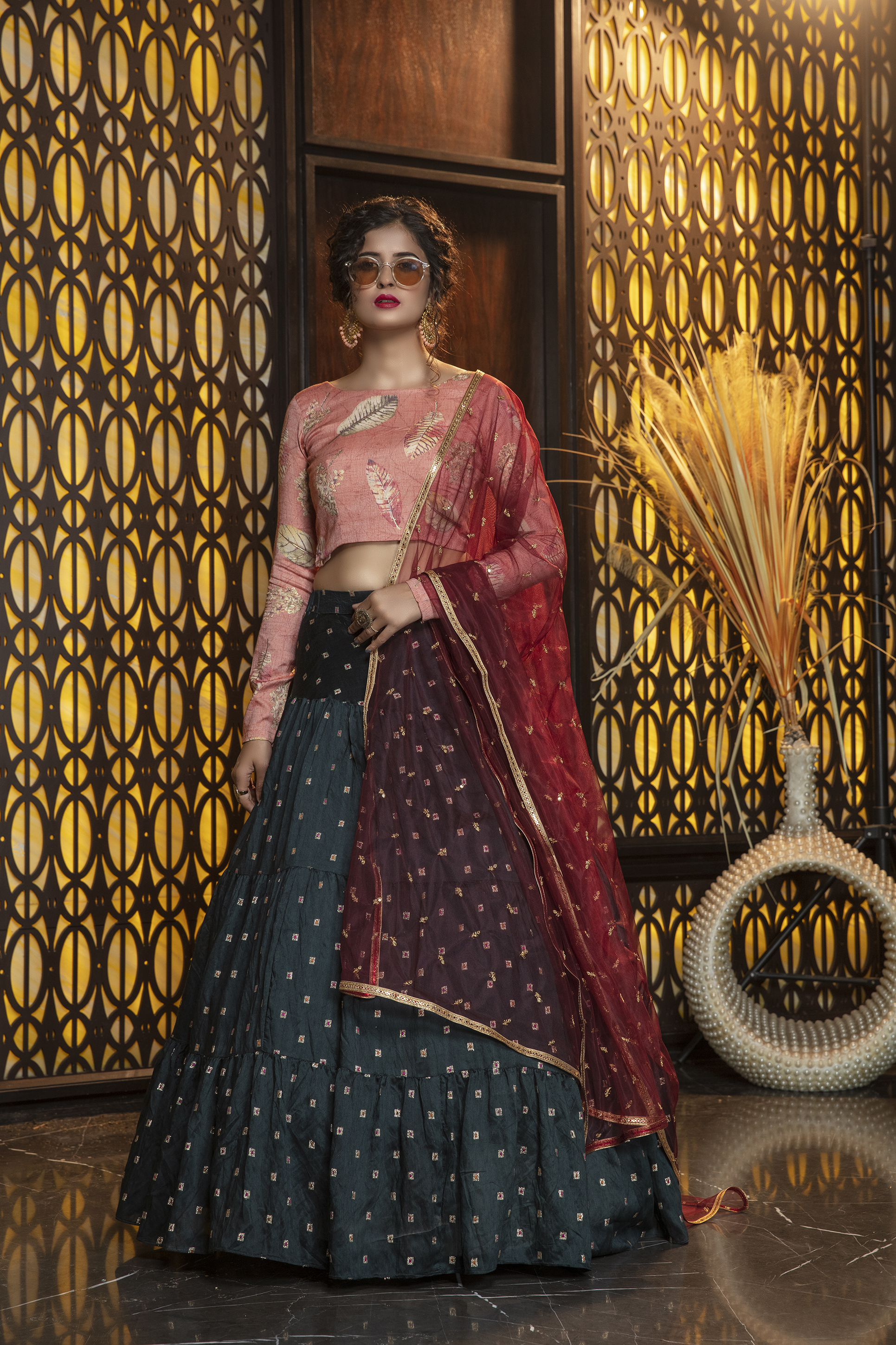Designer Lehenga Choli - Silk Fabric, Semi-stitched, Choli Length 1-1.5 Mtr, Lehenga Length 42 Inch, Dupatta Length 2.40 Mtr | All Season Wear, Dry Clean Recommended