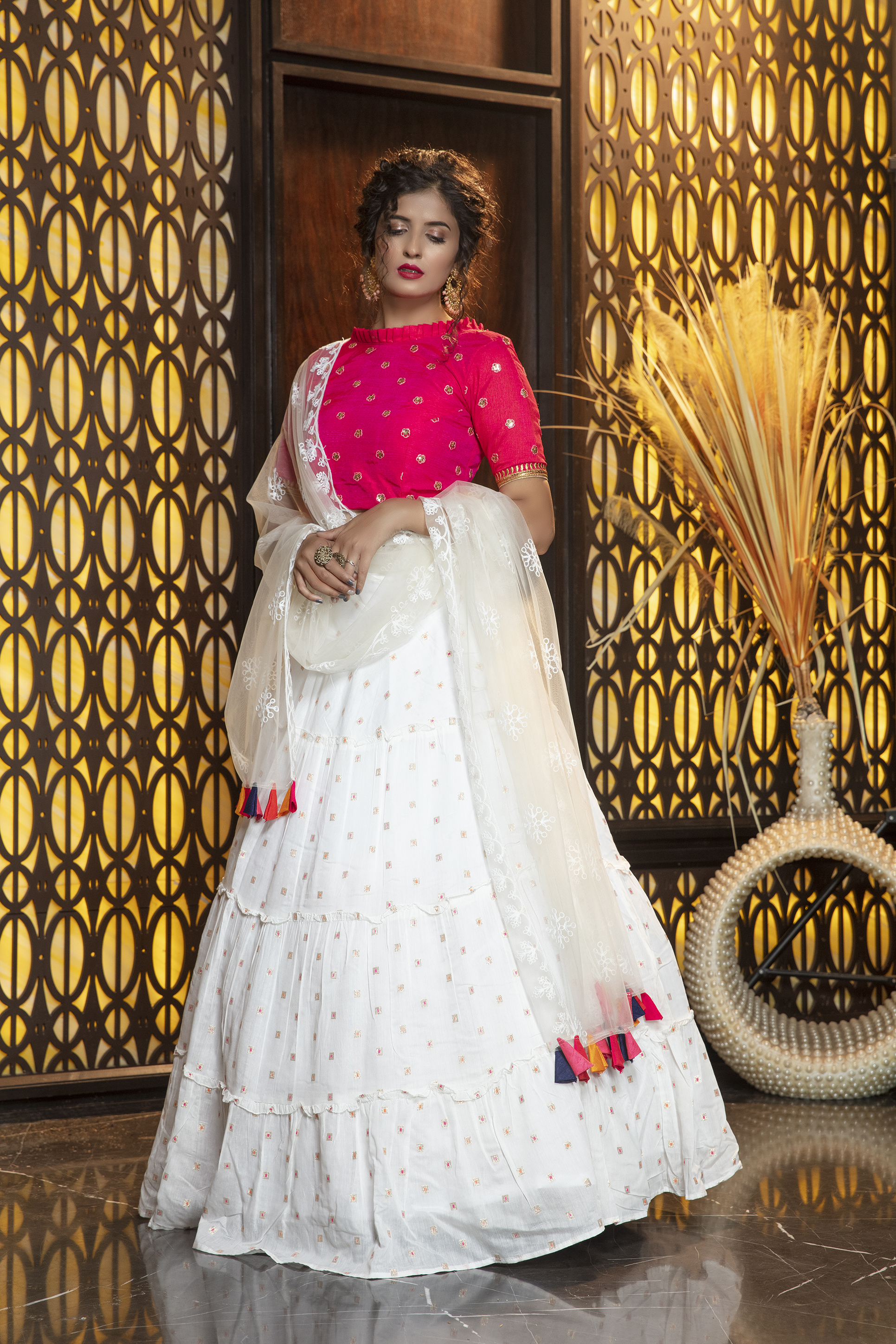 Designer Lehenga Choli - Silk Fabric, Semi-stitched, Choli Length 1-1.5 Mtr, Lehenga Length 42 Inch, Dupatta Length 2.40 Mtr | All Season Wear, Dry Clean Recommended