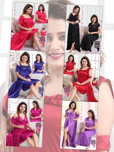 ड्राई क्लीनिंग काव्यांसिका वॉल्यूम 225 डिज़ाइनर साटन प्लाई फाइन क्वालिटी नाइट वियर