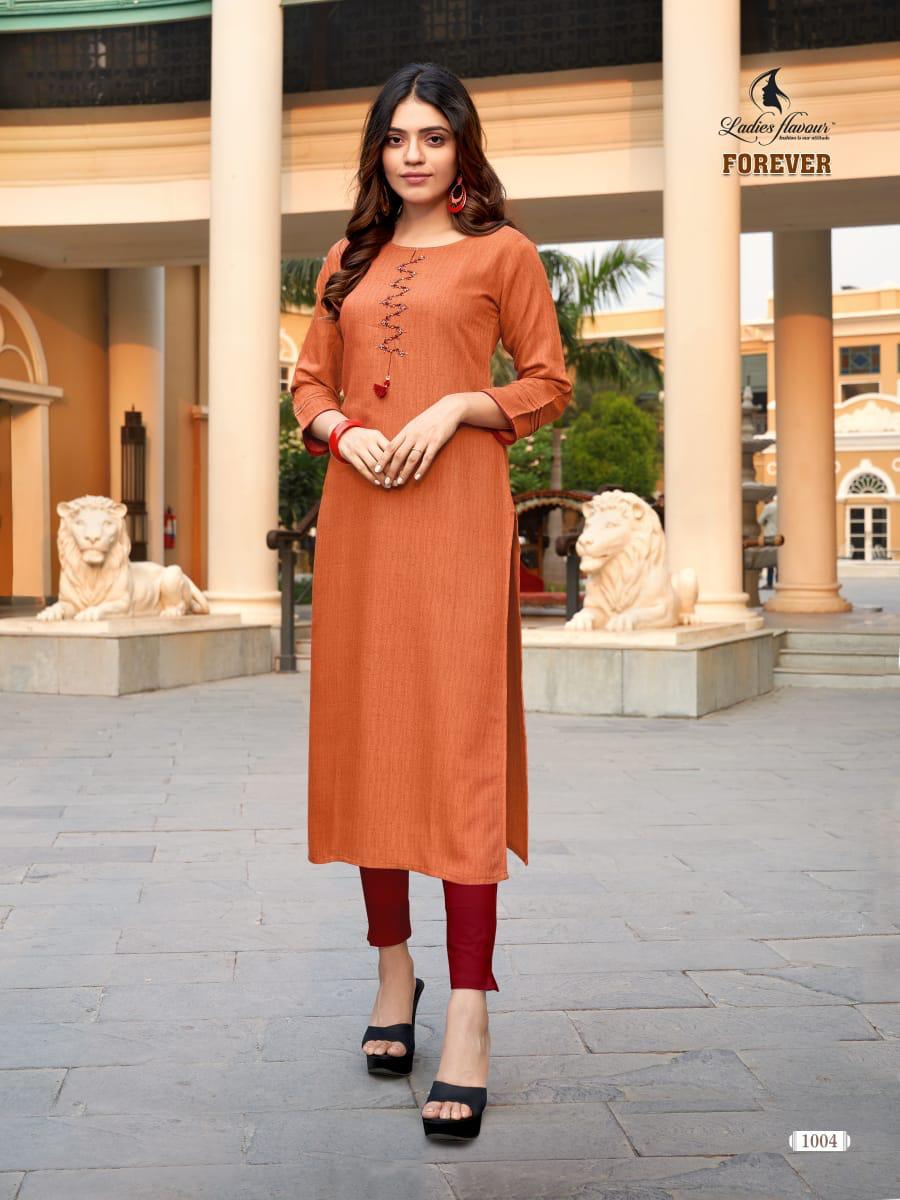 Forever Designer 14 Kg Fancy Rayon Weaving Pattern With Hand Work Kurtis - 14 Kg Fancy Rayon, Sizes M-3xl, 3-4th Sleeve, Embroidered Pattern, Quick Dry, Washable, For All Seasons