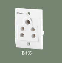 Matrix 5 Pin Socket - Polycarbonate, 240 Volt, Glossy White Finish | ISI Marked, IP 20 Protection, Flexible Brass Connector, High Conductivity, 10 Pieces Package