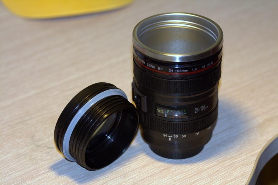 Camera Lens Mug - Stainless Steel & Bpa-free Plastic, 400ml Capacity, Black | Thermos For Hot & Cold Beverages, Multi-purpose Gift For Photographers