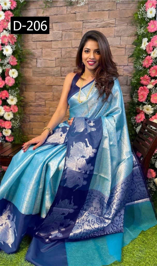 Saree - Soft Lichi Silk Fabric, 6.30 Cm Width, Multi Colour | Beautiful Rich Pallu, Exclusive Jacquard Work, Bollywood Style For Traditional Occasions