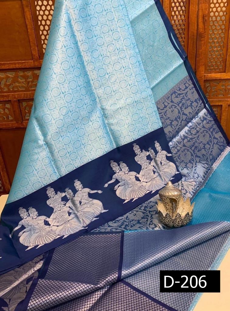 Saree - Soft Lichi Silk Fabric, 6.30 Cm Width, Multi Colour | Beautiful Rich Pallu, Exclusive Jacquard Work, Bollywood Style For Traditional Occasions