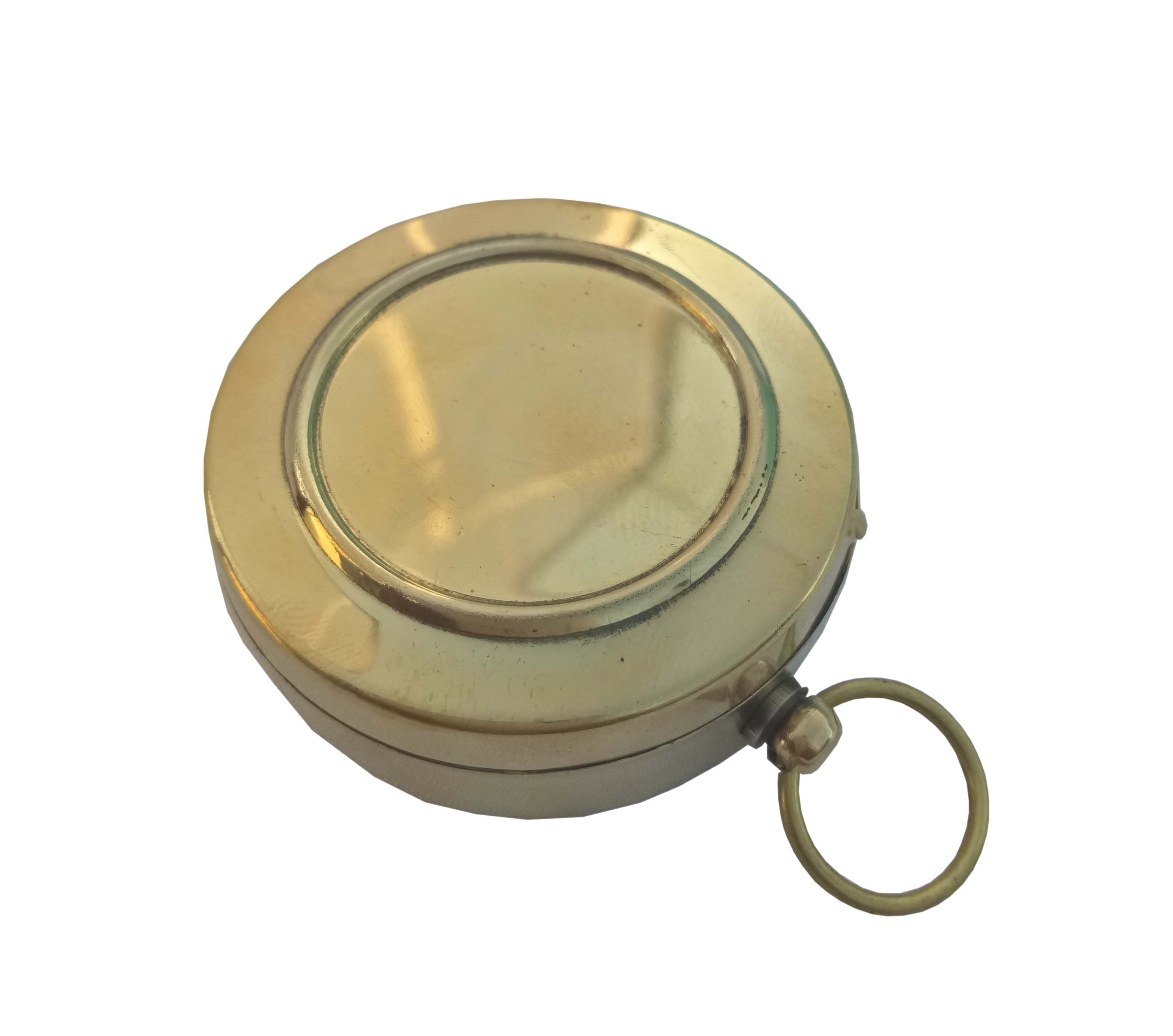 As Shown In Picture Brass Flat Compass With Golden Dial