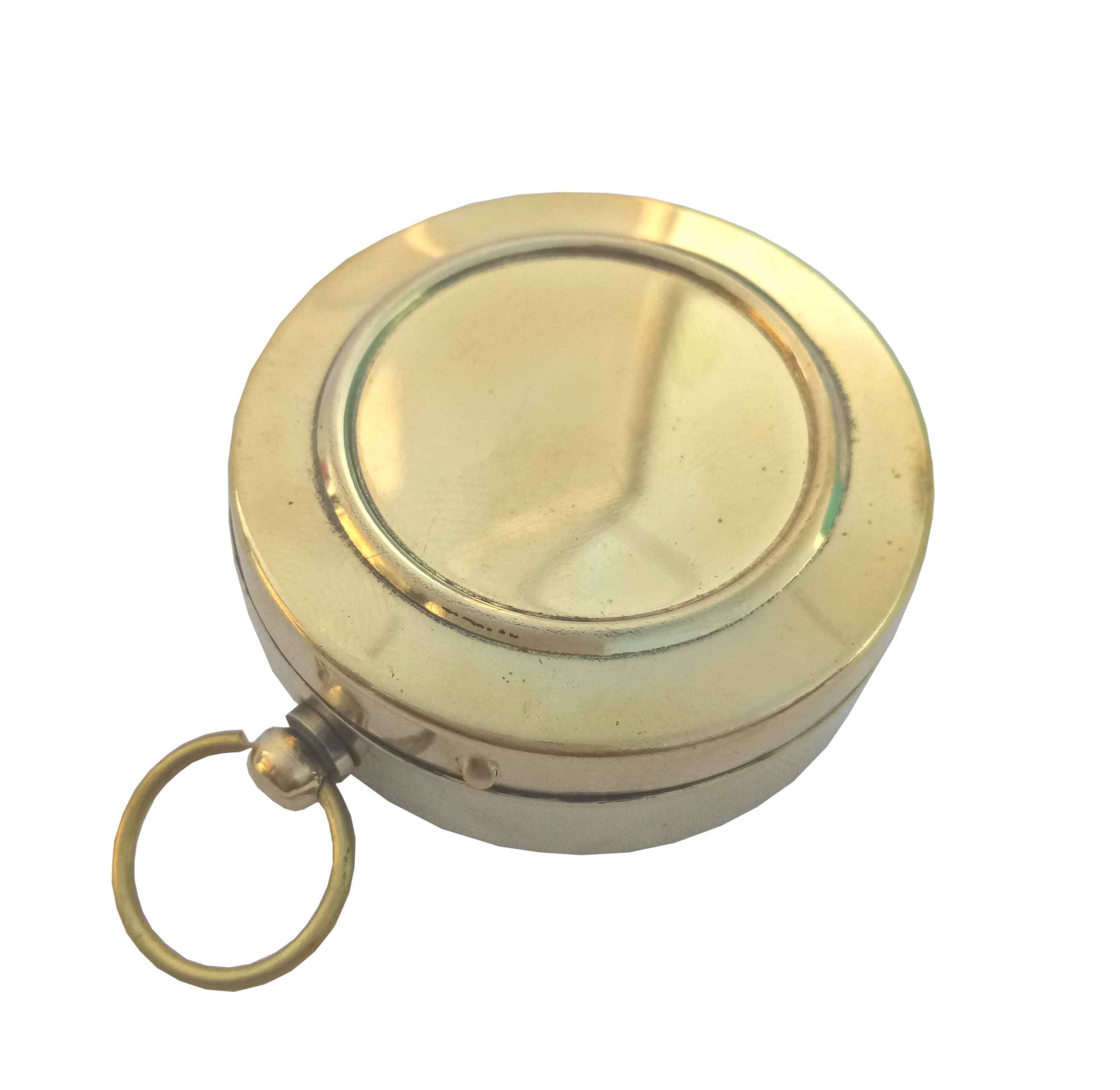 As Shown In Picture Brass Flat Compass With Golden Dial