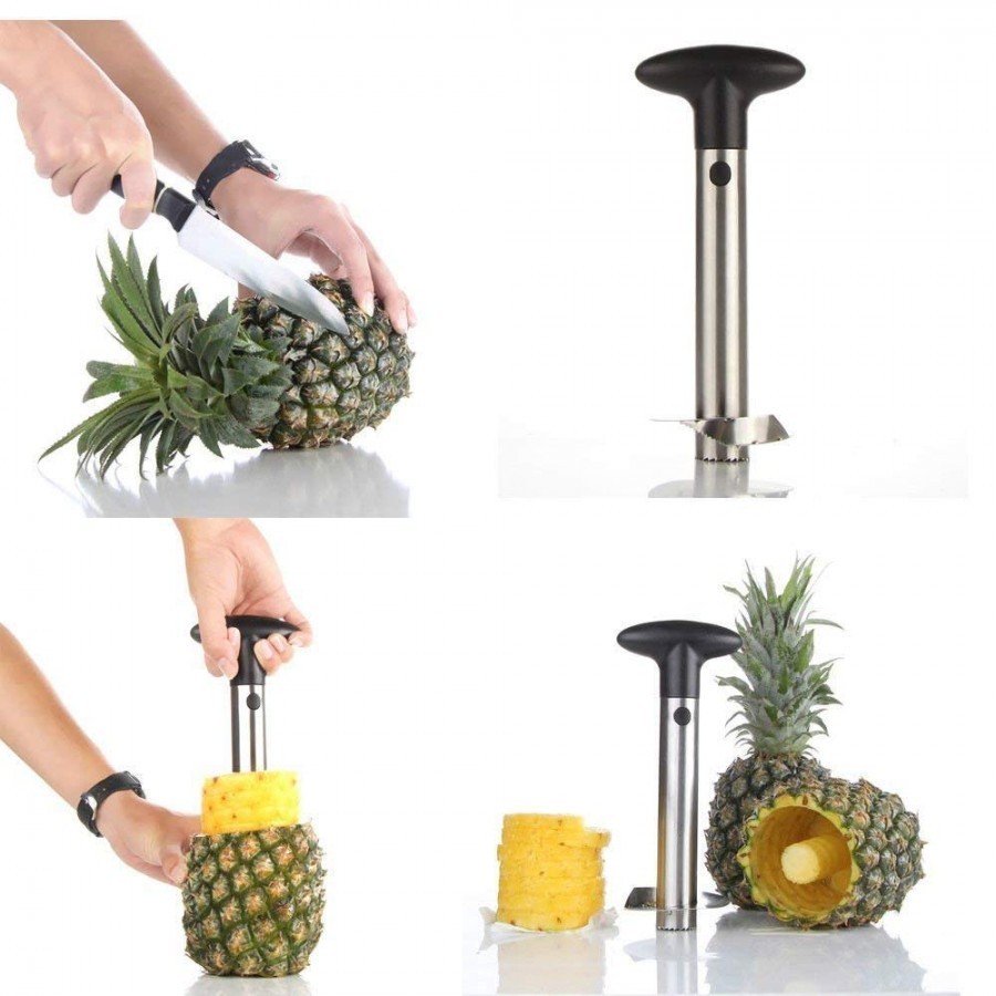 Pineapple Cutter - Stainless Steel, 8-10 Inches | Efficiently Peels, Cores, And Slices Pineapples In 20-30 Seconds, 1-year Warranty