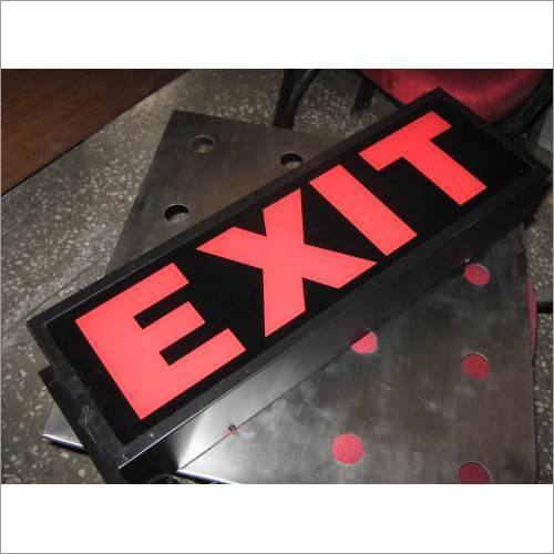 Exit Sign - Aluminium Rectangular 2D Board, Black Color, Electric Power Supply at 240 Volt