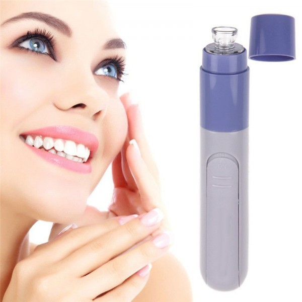 Pore Cleaner - Abs Plastic, 18cm X 4cm, White & Blue | Rechargeable, Portable, 4 Interchangeable Heads, Multiple Suction Levels