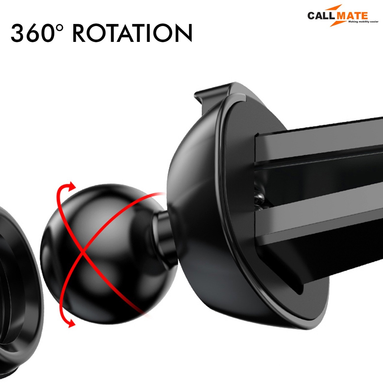 Car Mount Mobile Holder - Pvc Material, Black Color | 6 Months Warranty, Fits All Vehicle Types