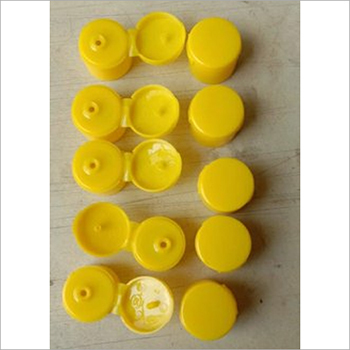 Yellow Plastic Flip Top Cap - PP Material, 25mm Size, Round Shape, Designed for Sanitizer Use | Features Embossed Logo, Recyclable Design