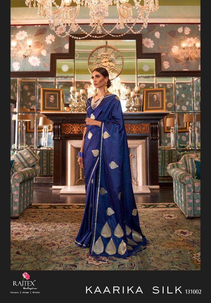 Multi Color Rajtex Kaarika Satin Weaving Silk Designer Printed Saree Catalog