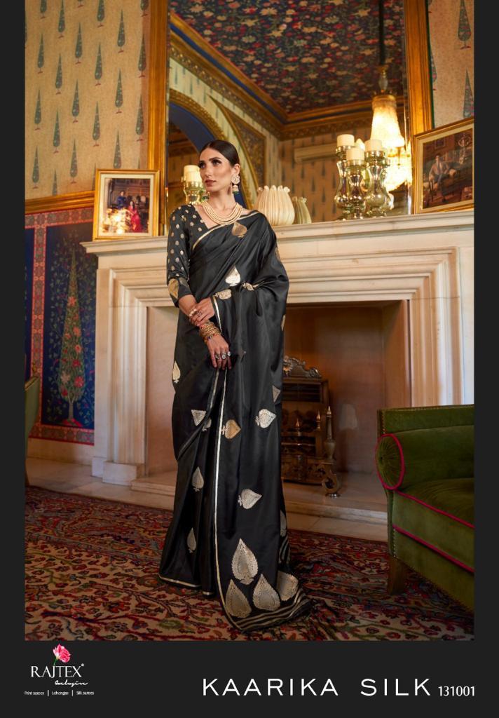 Multi Color Rajtex Kaarika Satin Weaving Silk Designer Printed Saree Catalog