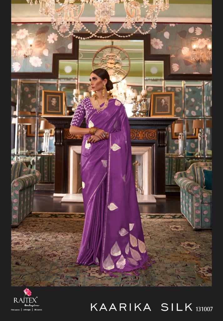 Multi Color Rajtex Kaarika Satin Weaving Silk Designer Printed Saree Catalog