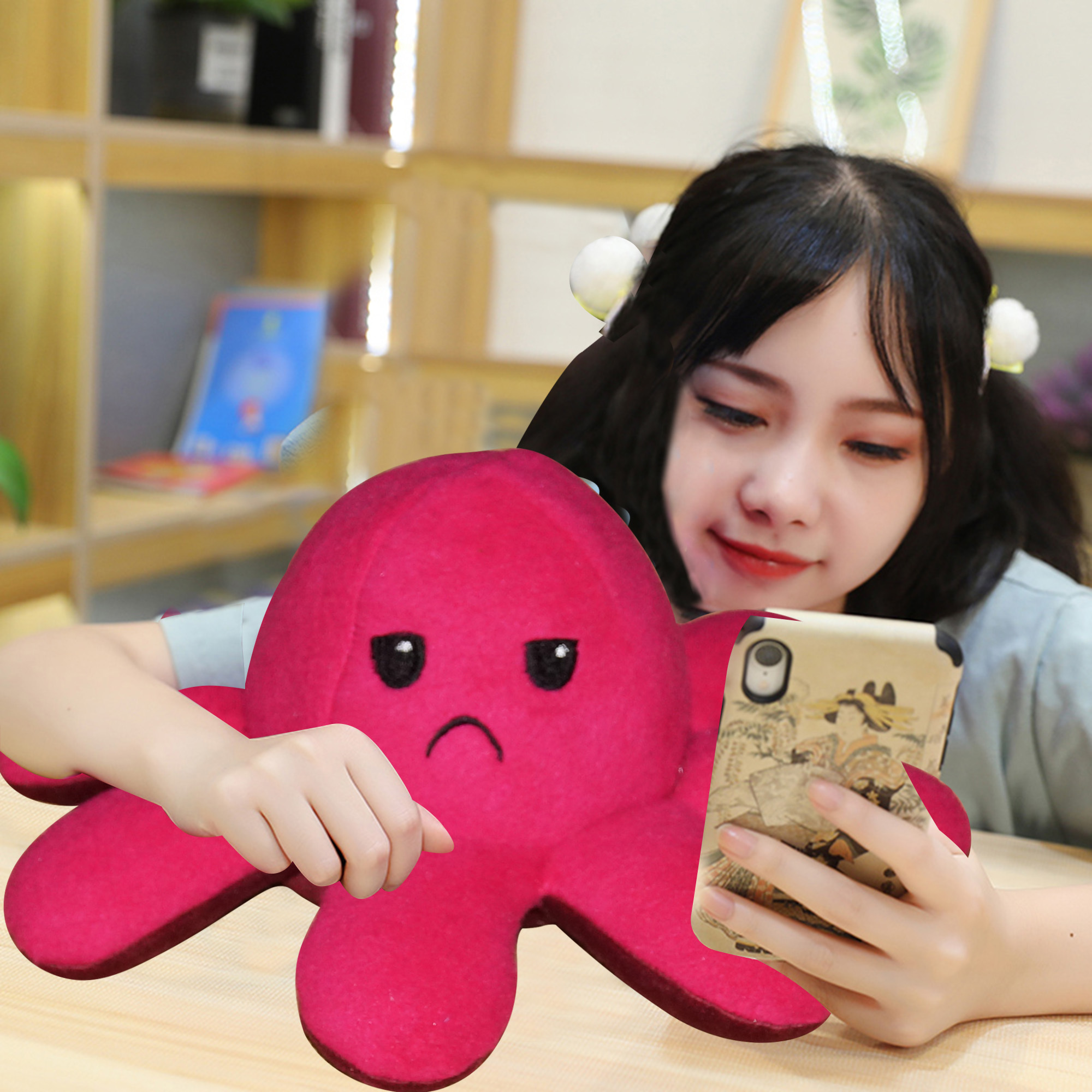 Octopus Stuffed Reversible Plush Gift For Him And Her - Soft Velvet Material, Yellow Color | Reversible Design, Perfect For Gifting & Decor