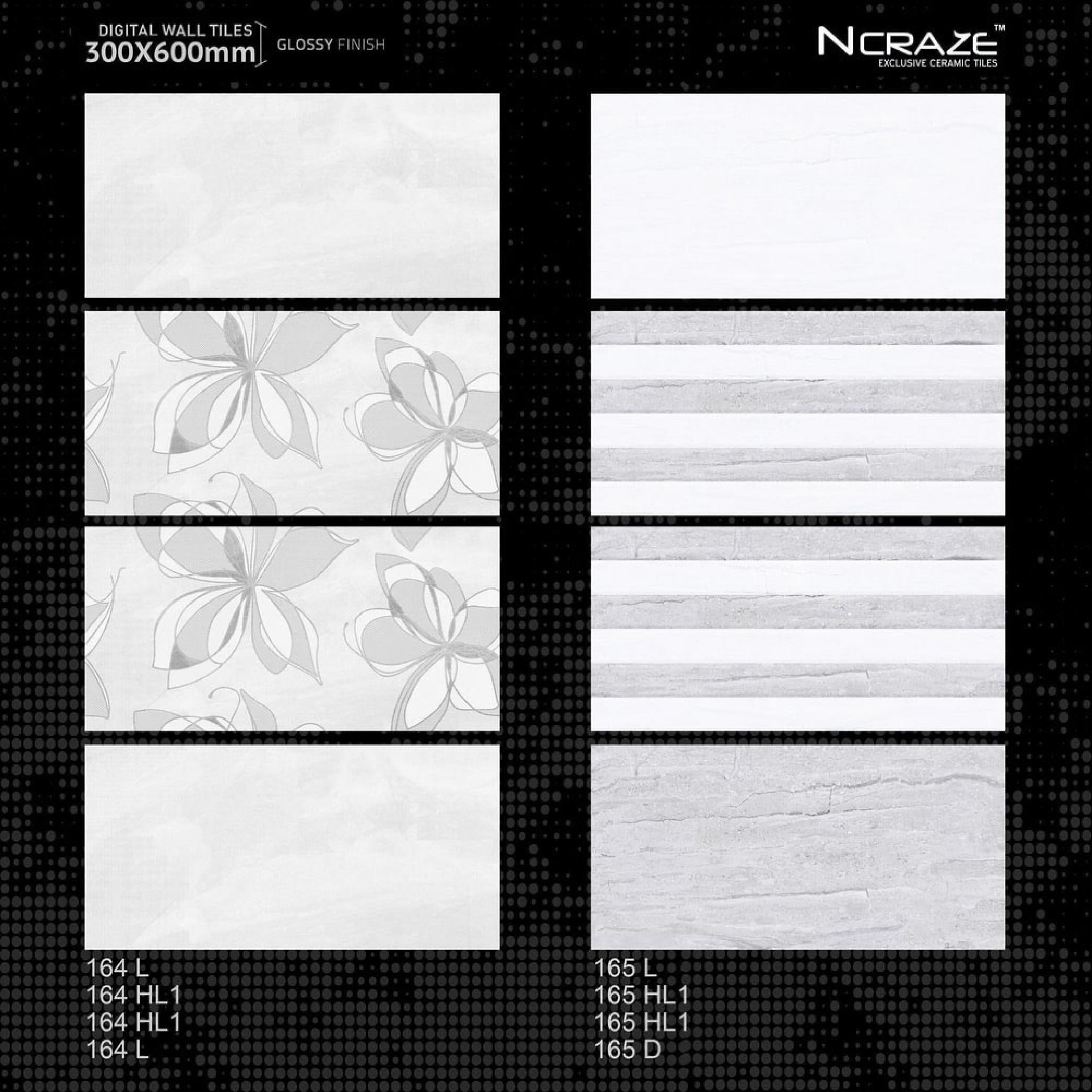 Ceramic Floor Tiles - 300x600mm, Grey & Cream Color Family | Glossy Finish, Wear-resistant, Antibacterial, Non-slip, Vitrified Surface