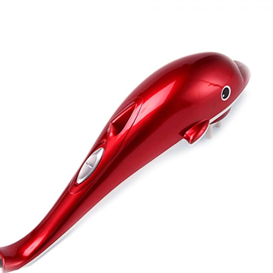 Dolphin Massager - Abs Plastic, 250 X 100 Mm, Red | Handheld, Usb Powered, 3 Massage Modes, Ergonomic Design For Back, Neck & Shoulder Relaxation