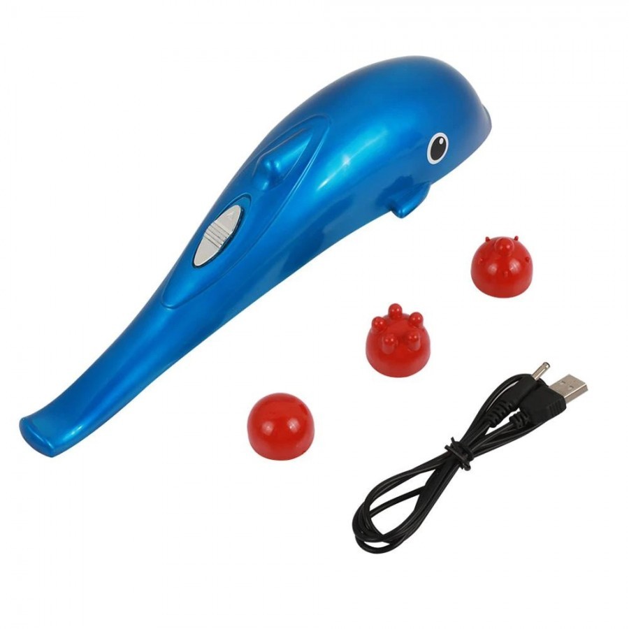 Dolphin Massager - Abs Plastic, 250 X 100 Mm, Red | Handheld, Usb Powered, 3 Massage Modes, Ergonomic Design For Back, Neck & Shoulder Relaxation