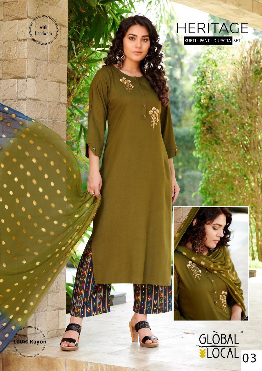 Dry Cleaning Heritage Designer Rayon Handwork Kurtis 3 Pics