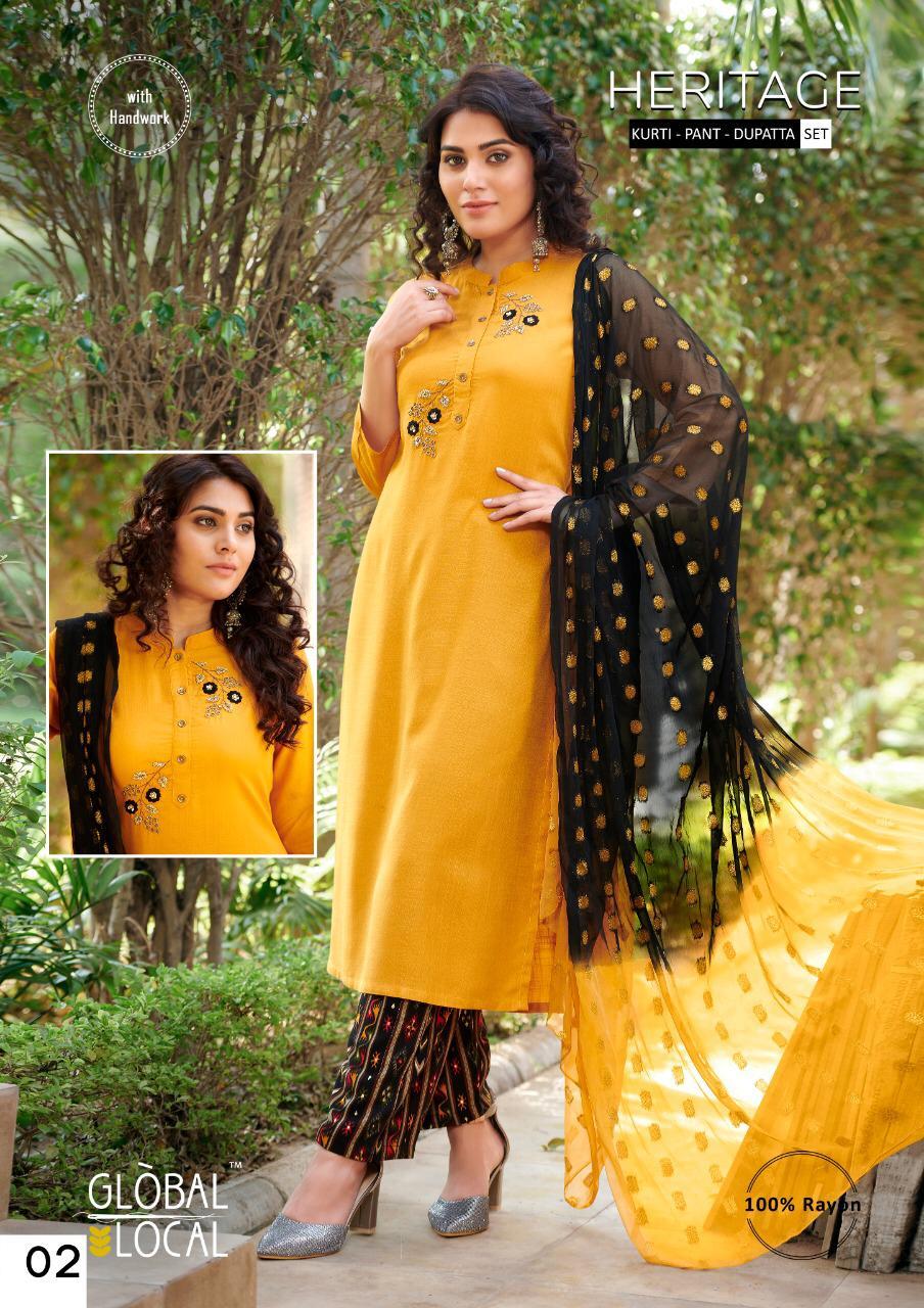 Dry Cleaning Heritage Designer Rayon Handwork Kurtis 3 Pics