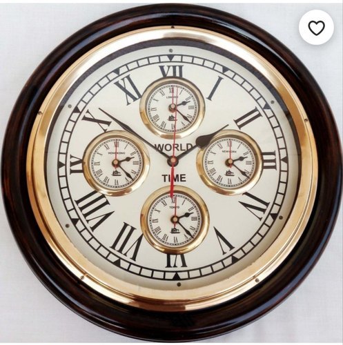 Golden Brown World Time Clock