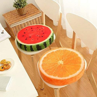 Fruit Pillow (Single Pc) - Plush Polyester, 40x40 Cm, Multicolor Fruit Design | Double Overlock Edges, Concealed Zip, Hypoallergenic Filling
