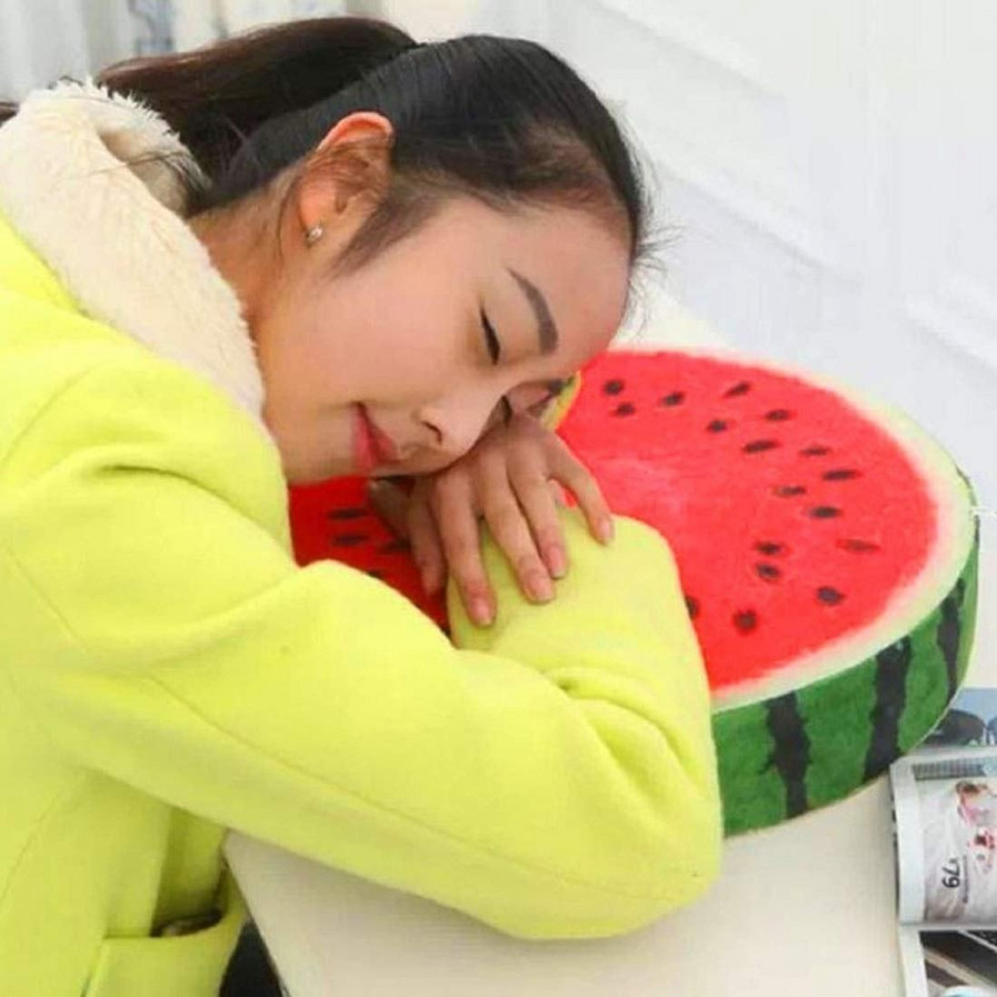 Fruit Pillow (Single Pc) - Plush Polyester, 40x40 Cm, Multicolor Fruit Design | Double Overlock Edges, Concealed Zip, Hypoallergenic Filling