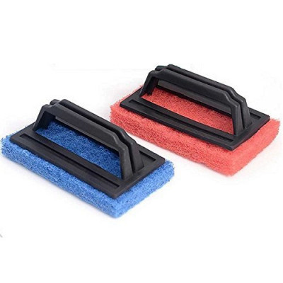 Handle Brush (Single Pc) - Nylon Bristles, Medium Size, White And Blue, Ergonomic Anti-slip Handle, Dishwasher Safe