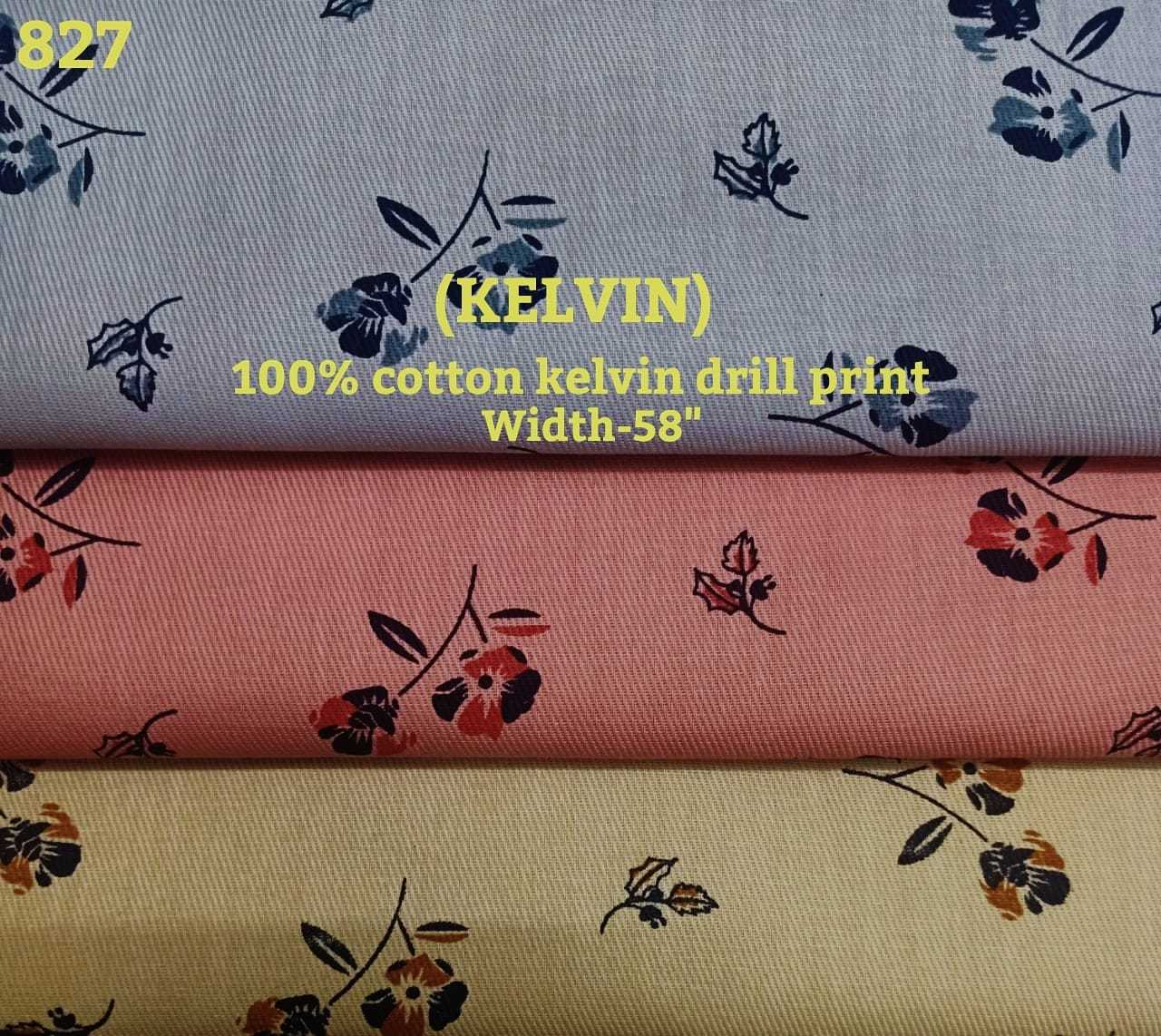 Kelvin Drill Print Shirting Fabric - 100% Cotton, 58 Inch Width, Shrink-resistant For Summer Wear