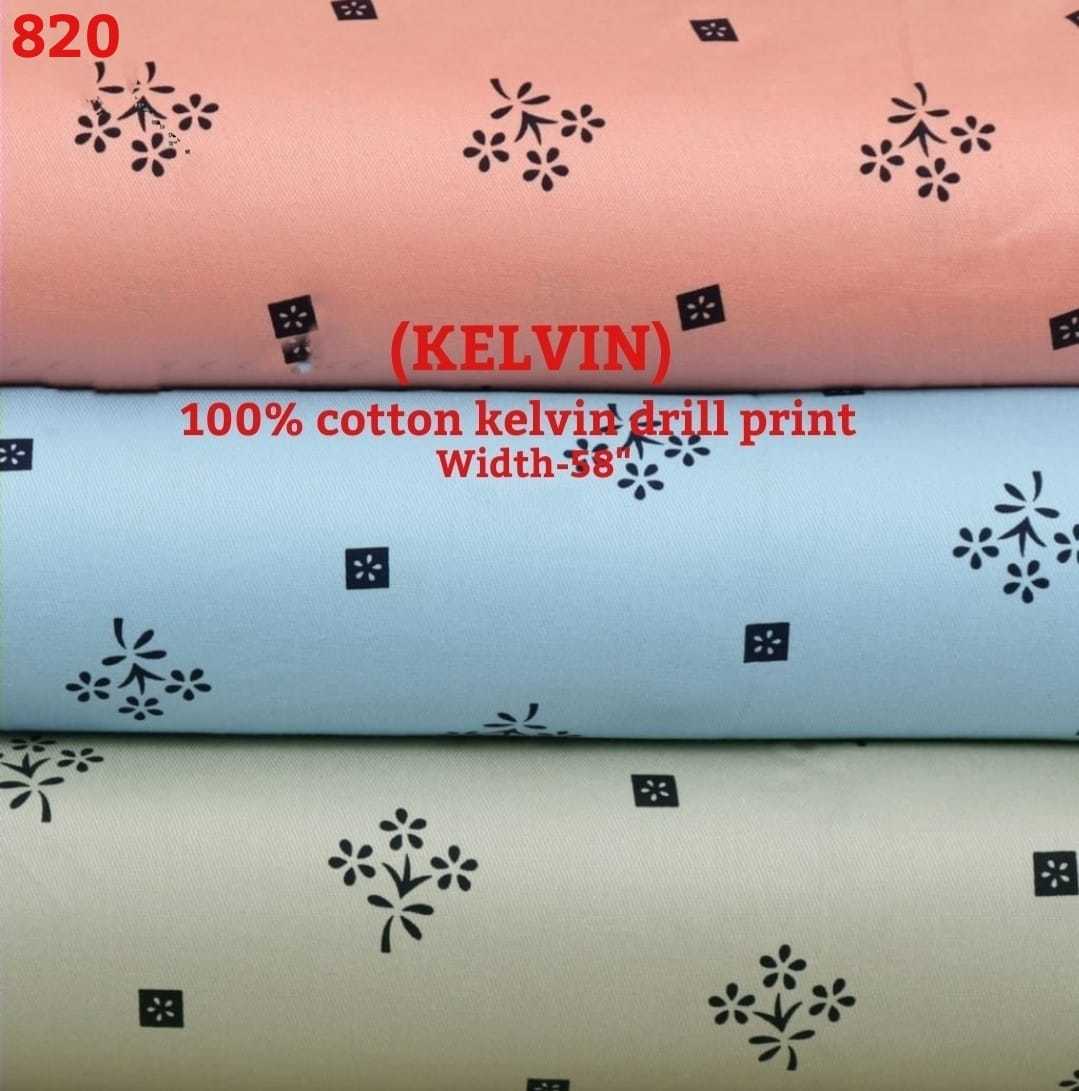 Kelvin Drill Print Shirting Fabric - 100% Cotton, 58 Inch Width, Shrink-resistant For Summer Wear