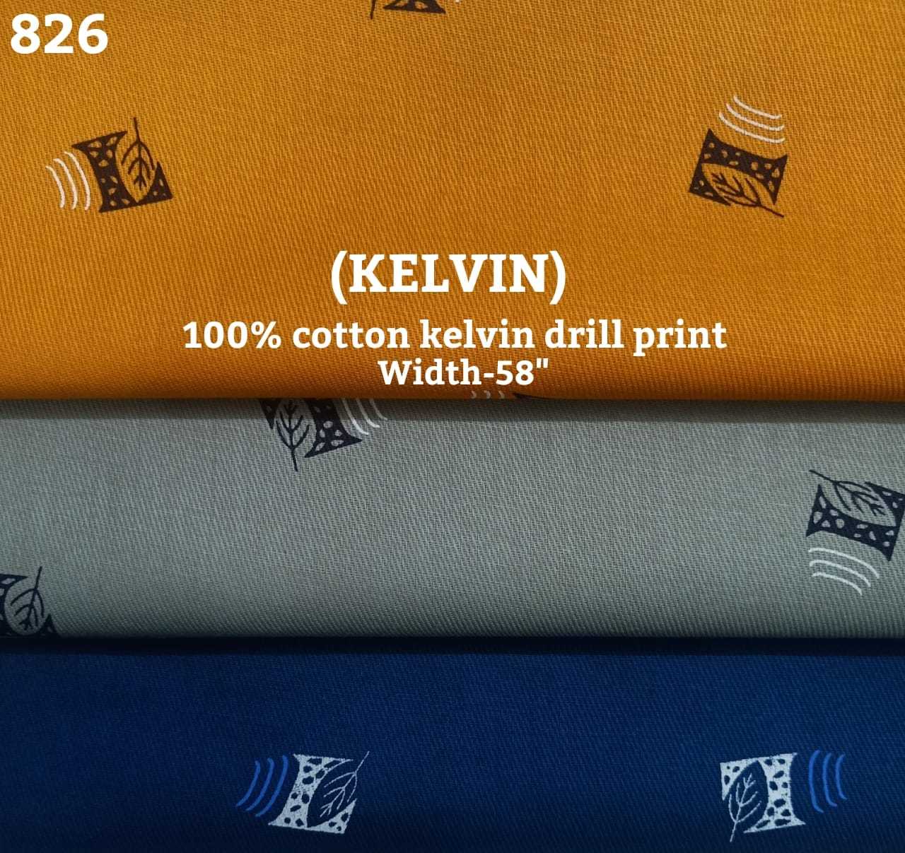 Kelvin Drill Print Shirting Fabric - 100% Cotton, 58 Inch Width, Shrink-resistant For Summer Wear