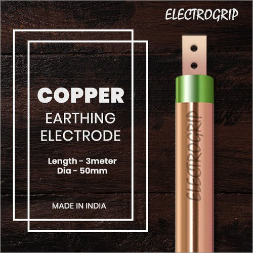 Electrogrip - 50mm Diameter, 3 Meter Length Pure Copper Earthing Electrode | Maintenance-Free, Corrosion Resistant, Long-Lasting Performance