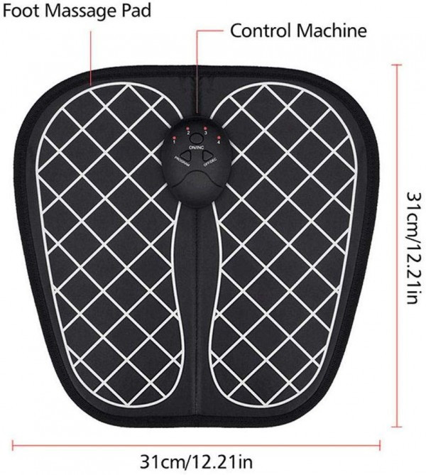 Foot Massager - Plastic/pu , 6 Modes, 10 Intensity Levels, 15-minute Auto Cycle | Stimulates Muscles, Improves Circulation, Foldable Design