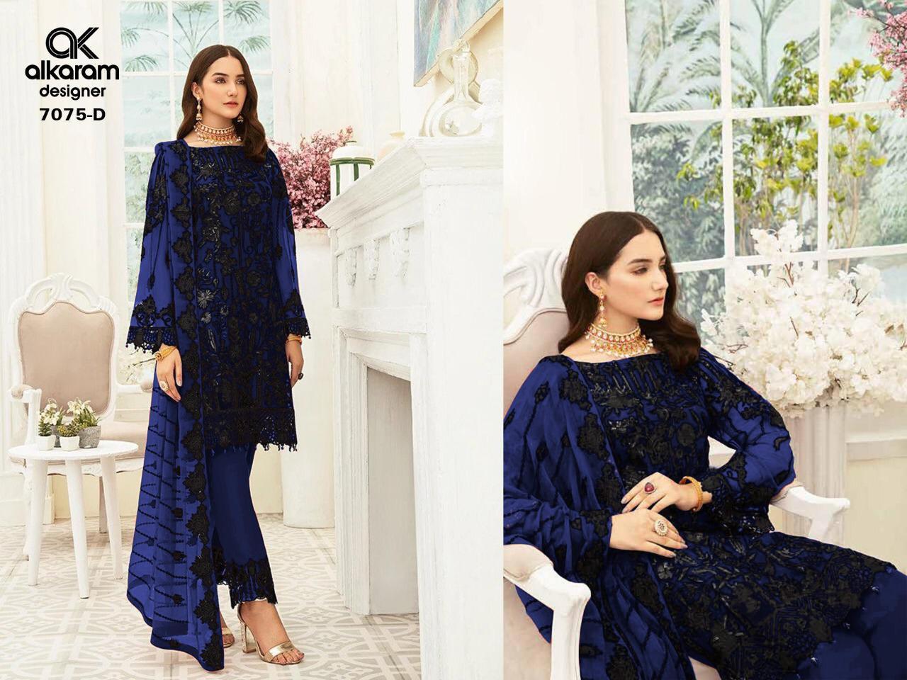 Alkaram Designer Pakistani Salwar Suit - Heavy Net With Embroidery And Sequence Work, Semi-stitched Multi-color Ethnic Wear, Full Sleeves, Washable And Dry Cleanable