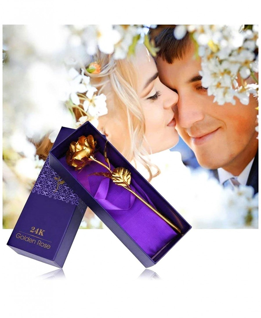 Golden Rose - 24k 99.9% Gold Leaf 10 Inches (25.5cm) Delicately Packaged In Elegant Gift Box For Lasting Beauty