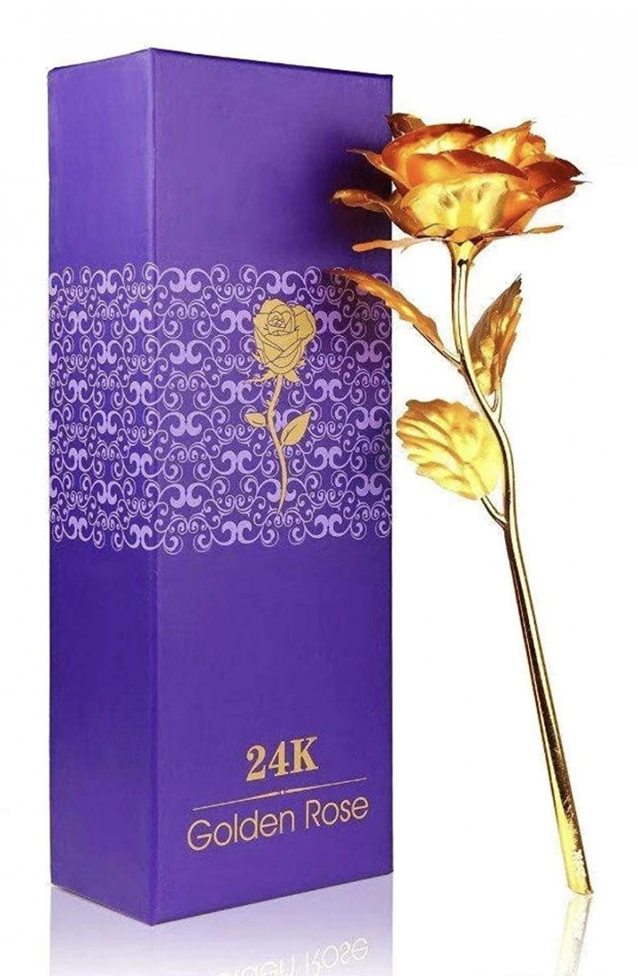 Golden Rose - 24k 99.9% Gold Leaf 10 Inches (25.5cm) Delicately Packaged In Elegant Gift Box For Lasting Beauty