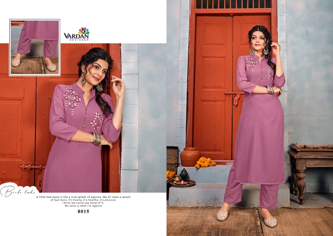 Multi Color Vardan Designer Jhumka Vol 1 Rayon Kurti With Bottom Catalog